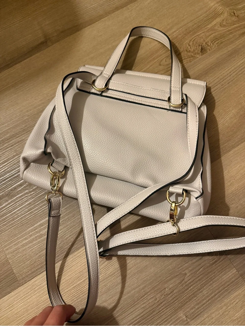 Women’s Cream Leather Backpack Handbag